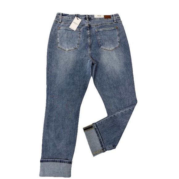 Judy Blue High Waist Boyfriend Jeans Women’s 15/32 Light Wash Cuffed Stretch NWT - Picture 2 of 9